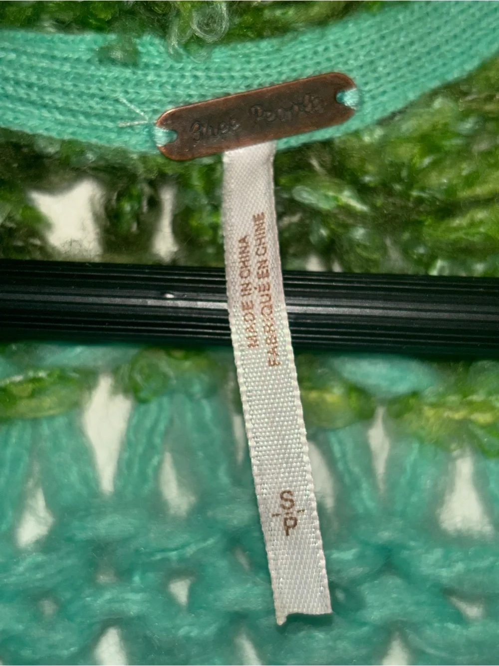 Free People Fuzzy Striped Cardigan Green/Aqua